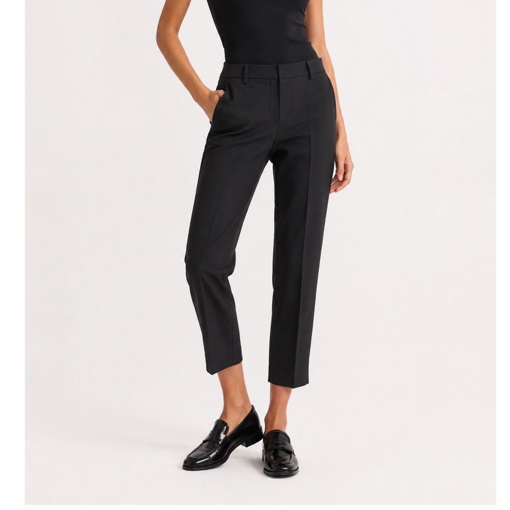 Theory Treeca 4 Sevona Wool Pants Women's 8 Black Cropped Office Chic Work